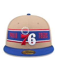 New Era Men's Tan/Royal Philadelphia 76ers 2024 Nba Draft 59FIFTY Fitted Hat