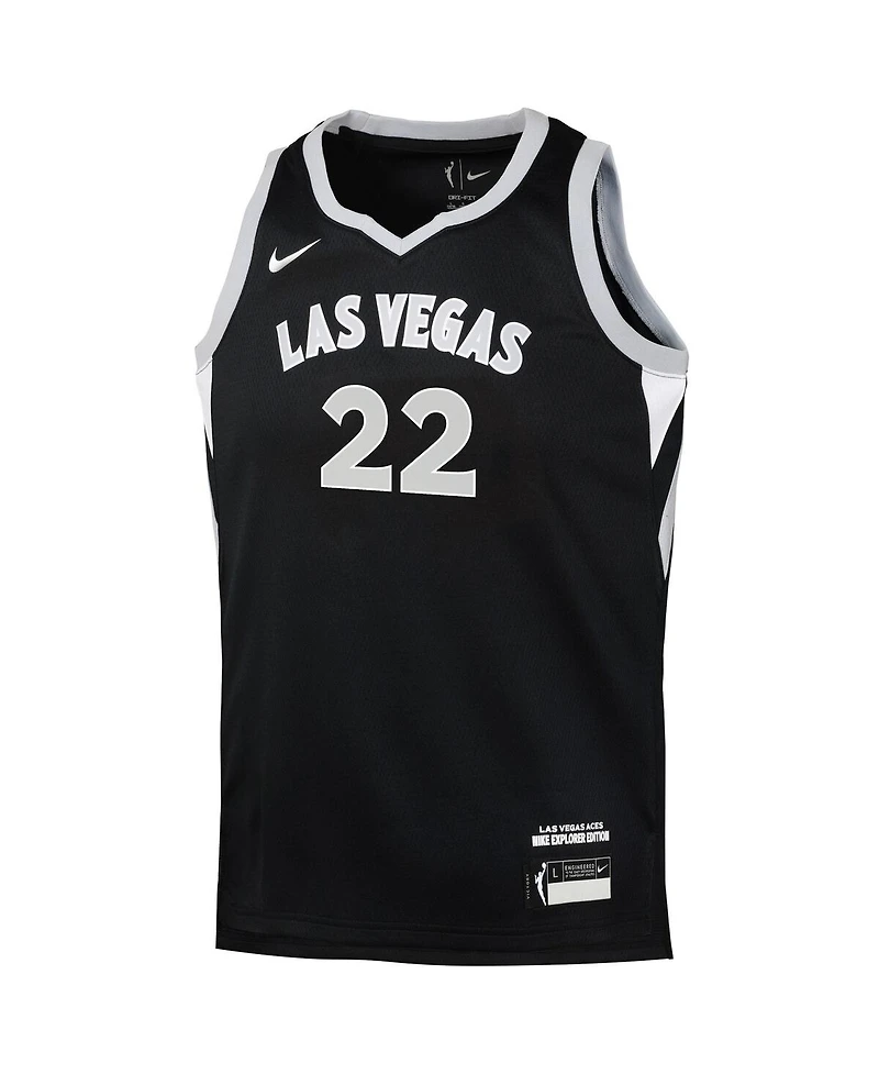 Nike Big Boys and Girls A'ja Wilson Black Las Vegas Aces Explorer Edition Player Jersey