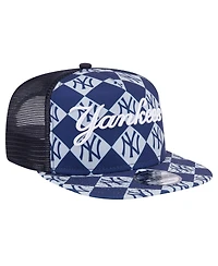 New Era Men's Navy New York Yankees Seeing Diamonds A-Frame Trucker 9FIFTY Snapback Hat