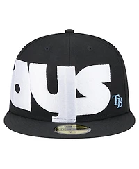 New Era Men's Black Tampa Bay Rays Checkered Undervisor 59FIFTY Fitted Hat