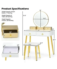 Sugift Vanity Table Set with Mirror