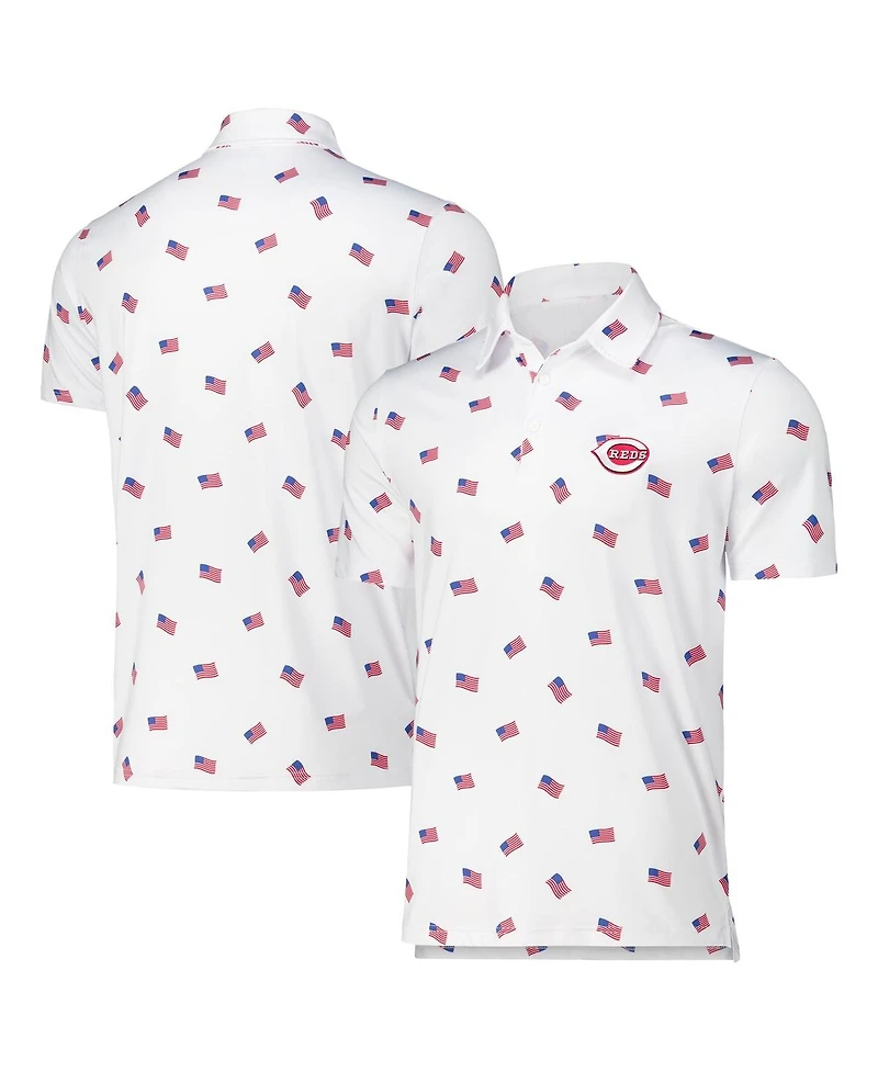 Antigua Men's White Cincinnati Reds Americana Polo
