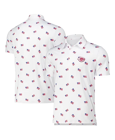 Antigua Men's White Cincinnati Reds Americana Polo