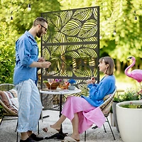 Outsunny Metal Privacy Screen 6.5' Outdoor Divider Leaf Motif