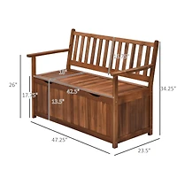 Outsunny 41 Gallon Outdoor Wooden Storage Bench with Lining for Garden Tools Toys, Teak