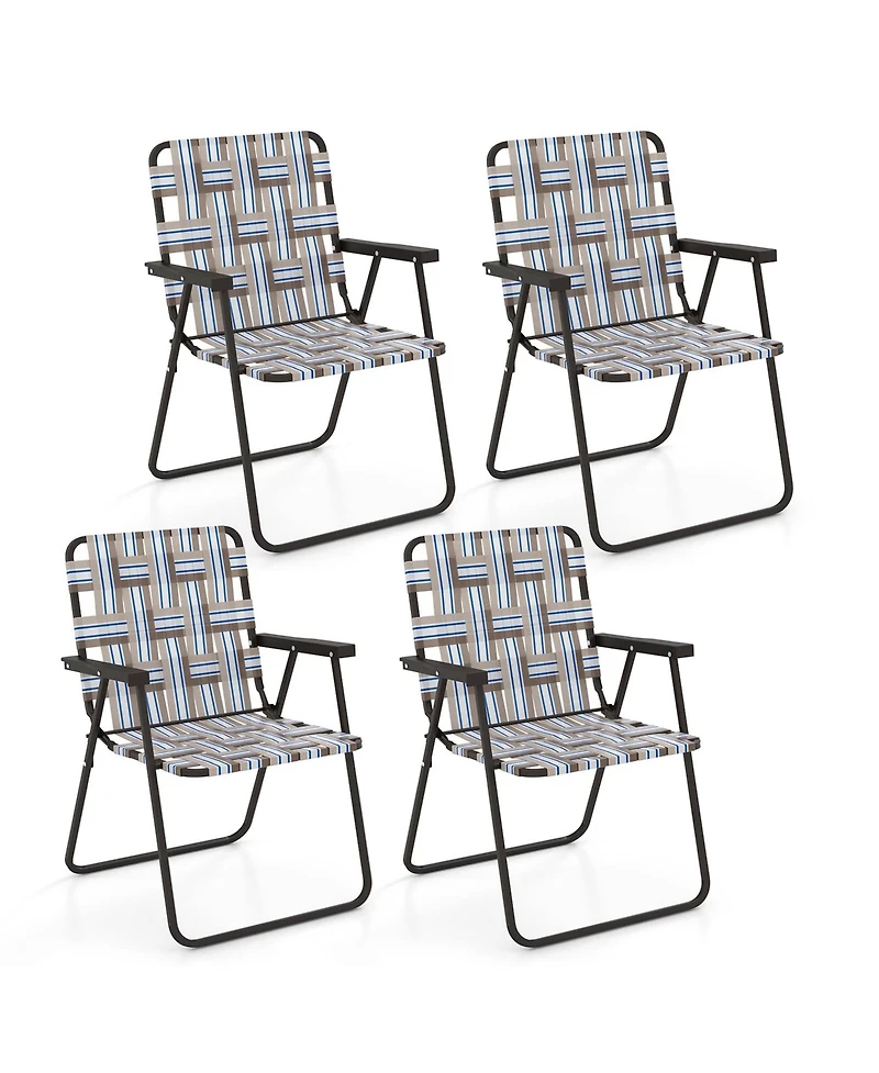 2PCS Folding Beach Chair Camping Lawn Webbing Lightweight 1 Position