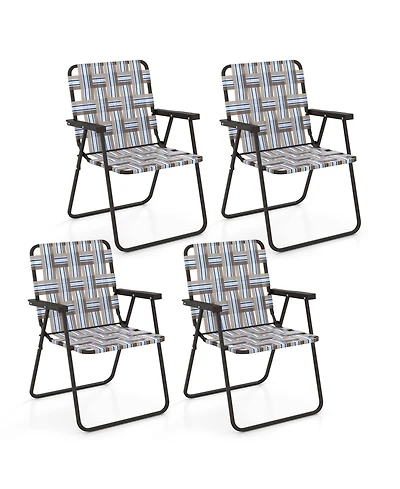 2PCS Folding Beach Chair Camping Lawn Webbing Lightweight 1 Position