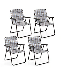 2PCS Folding Beach Chair Camping Lawn Webbing Lightweight 1 Position