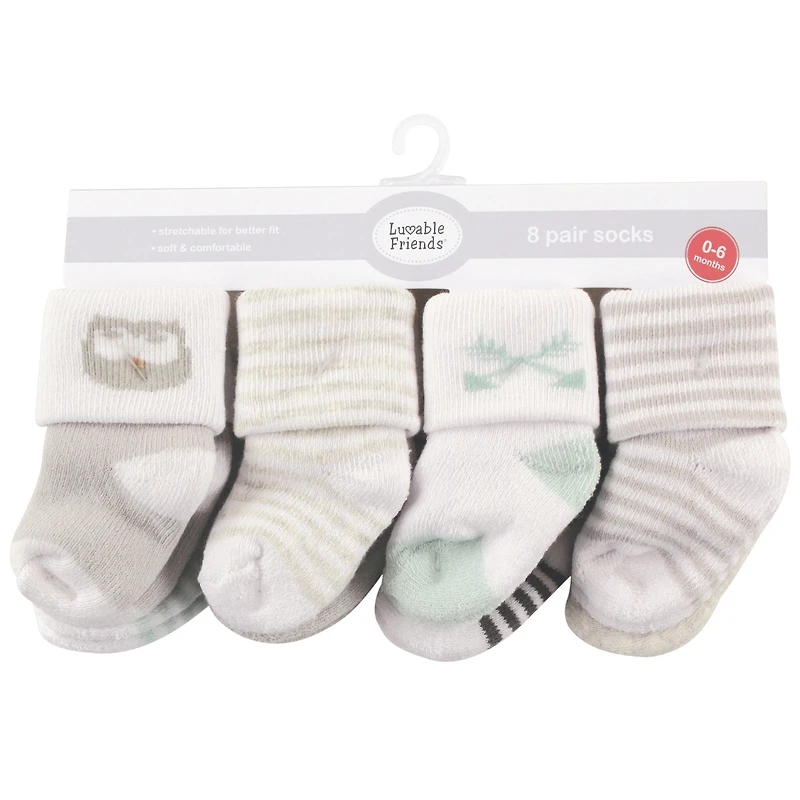 Luvable Friends Baby Boys Unisex Grow with Me Cotton Terry Socks