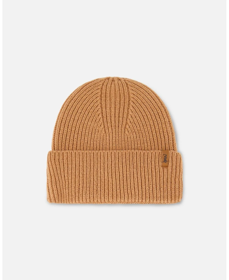 Deux par Kids Unisex Mid-Season Knit Hat Brown Pink - Toddler|Child