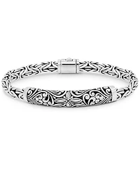 Devata Bali Filigree with Borobudur Oval 5mm Chain Bracelet in Sterling Silver