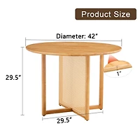 Streamdale Furniture Retro Chinese Solid Wood Round Imitation Rattan Table Desk