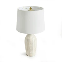 24.5" Nadia 100W White Modern Premium Ceramic Lamp w/ Fabric Shade
