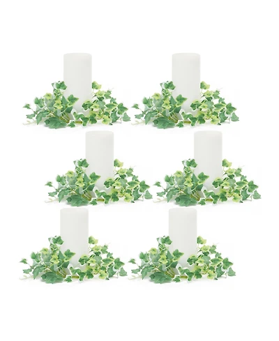 Mixed Ivy Candle Rings for Elegant Table Decor (Set of 6)