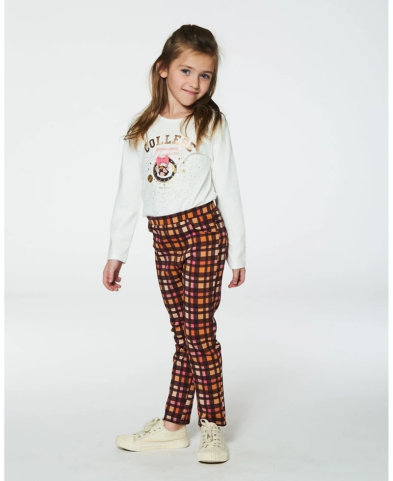 Deux par Deux Little Girls Organic Cotton T-Shirt With Print Off White - Toddler|Child