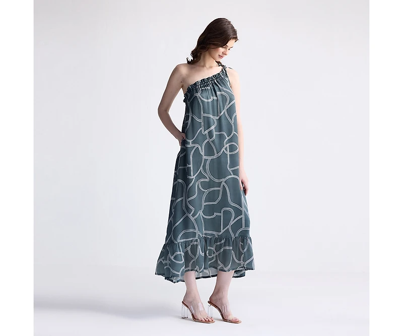 Reistor Women's One Shoulder Midi Dress
