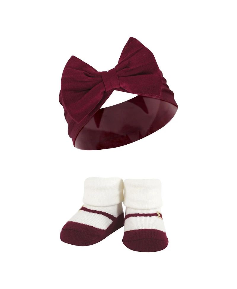 Hudson Baby Girls Coordinated Soft Headband and Socks Giftset
