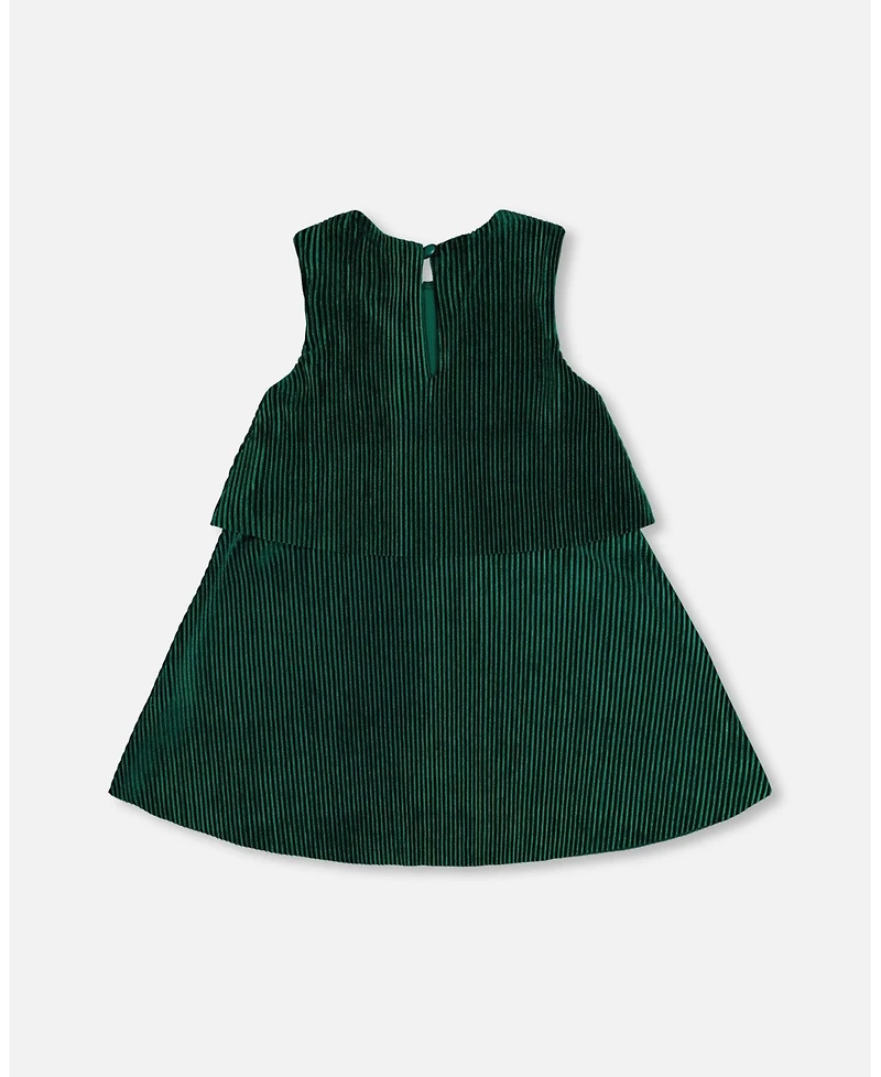 Deux par Toddler Girls Sleeveless Dress With Eyelet Collar Forest Green - Toddler|Child
