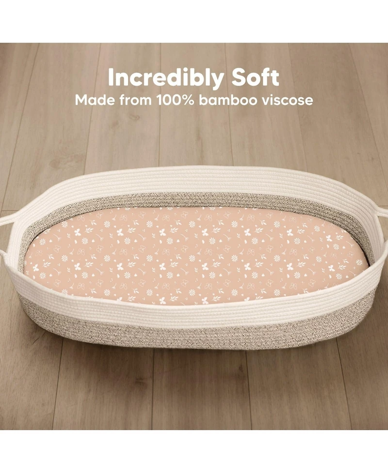 KeaBabies Bassinet Sheet for Baby Girls, Boys, 2-Pack Isla Fitted Sheets, Mattress Sheets