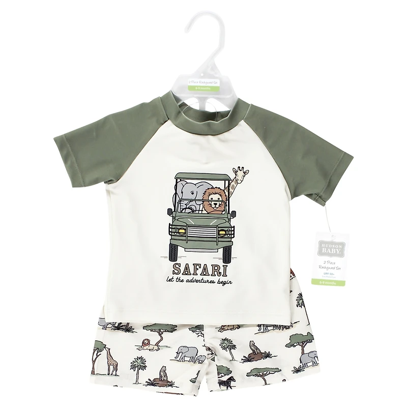 Hudson Baby Boys Swim Rashguard Set, Going On Safari, Months