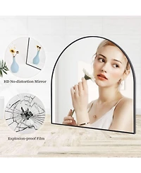 Homlux Arched Wall Mounted Mirror 32"x34" in Black