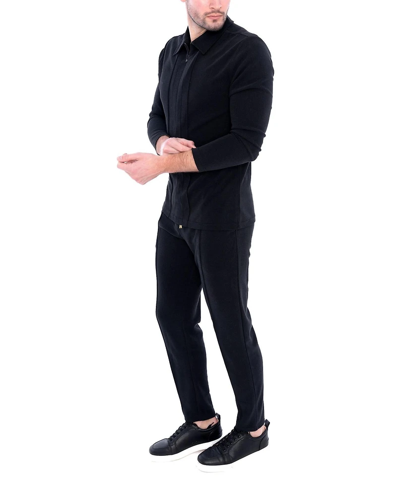 Dai Moda Men's Long Sleeve Zip Neck Knit Top