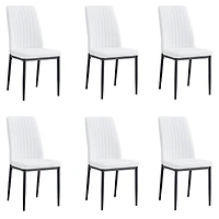 Streamdale Elegant Dining Set Marble-Effect Table, Pu Leather Chairs for 6-8