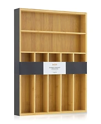 JoyJolt Bamboo Slot Drawer Organizer for Kitchen Utensils
