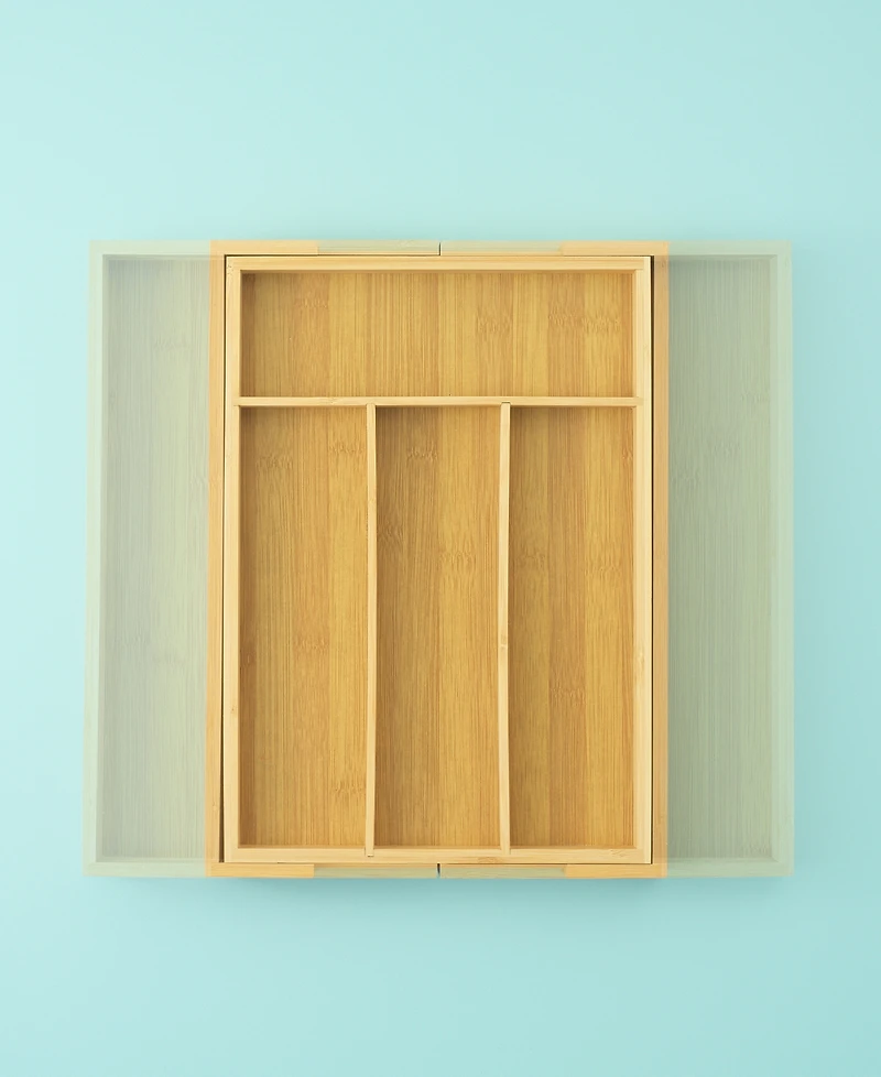 JoyJolt Bamboo Expandable Drawer Organizer for Kitchen Utensils