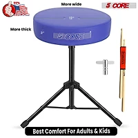 5 Core Drum Throne 3" Thick Padded Comfortable Guitar Stool Drummer Chair Adjustable Musician Seat