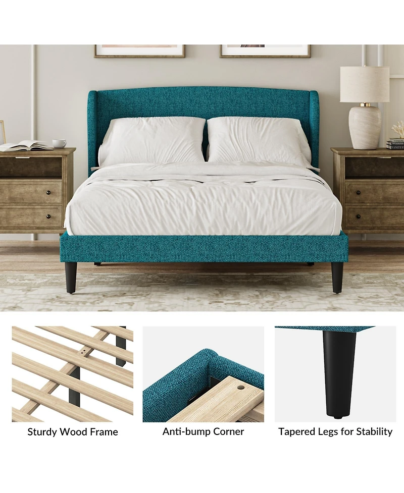 Hulala Home Gerald Modern Upholstered Wingback Platform Bed