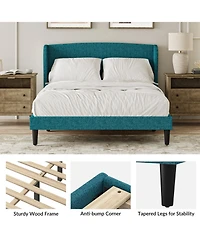 Hulala Home Gerald Modern Upholstered Wingback Platform Bed