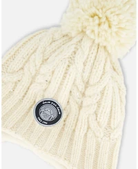 Deux par Kids Unisex Peruvian Knit Hat Off White - Toddler|Child