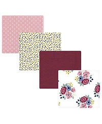 Hudson Baby Girls 4Pk Flannel Receiving Blanket (Cotton Poly