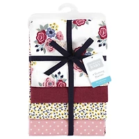 Hudson Baby Infant Girls Cotton Flannel Receiving Blankets, Pink Tulips, One