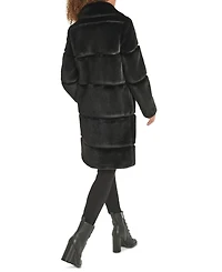 Karl Lagerfeld Paris Womens Faux-Leather Trim Faux-Fur Coat