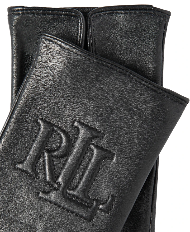 Lauren Ralph Raised Logo Leather Touch Gloves