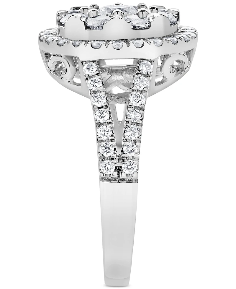 Diamond Halo Cluster Engagement Ring (1-1/2 ct. t.w.) in 14k White Gold