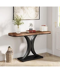 Tribesigns Modern Gold Console Table, 40 inch Narrow Entryway Foyer Table with Geometric Base, Rustic Hallway Accent for Living Room, Entrance