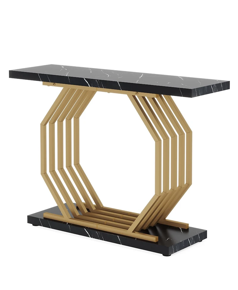 Tribesigns Gold Console Table, Faux Marble Entryway Narrow Sofa Table with Geometric Metal Base, 40 Inch Modern Accent Entrance