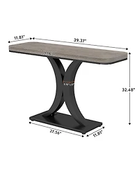 Tribesigns Modern Gold Console Table, 40 inch Narrow Entryway Foyer Table with Geometric Base, Rustic Hallway Accent for Living Room, Entrance