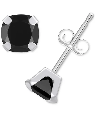 Onyx Solitaire Four Prong Stud Earrings in 14k Gold