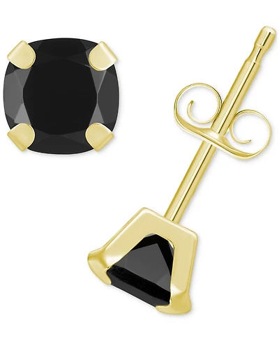 Onyx Solitaire Four Prong Stud Earrings 14k Gold