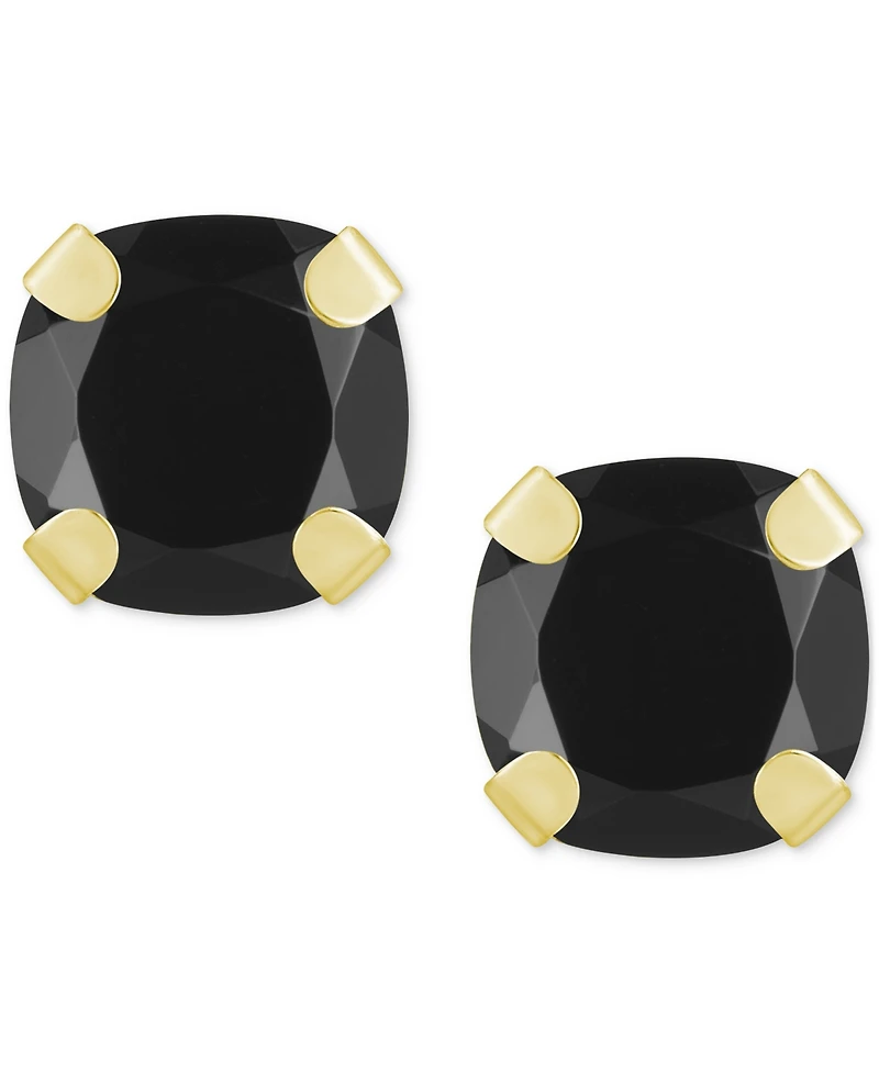 Onyx Solitaire Four Prong Stud Earrings 14k Gold
