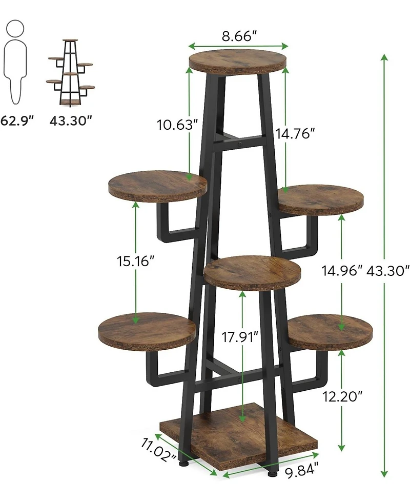 Tribesigns 7 Tier Plant Stand Indoor, Tall Plant Shelf for Multiple Plants, Wooden Corner Plant Pots Holder Rack Flower Stand Shelf Planter Organizer