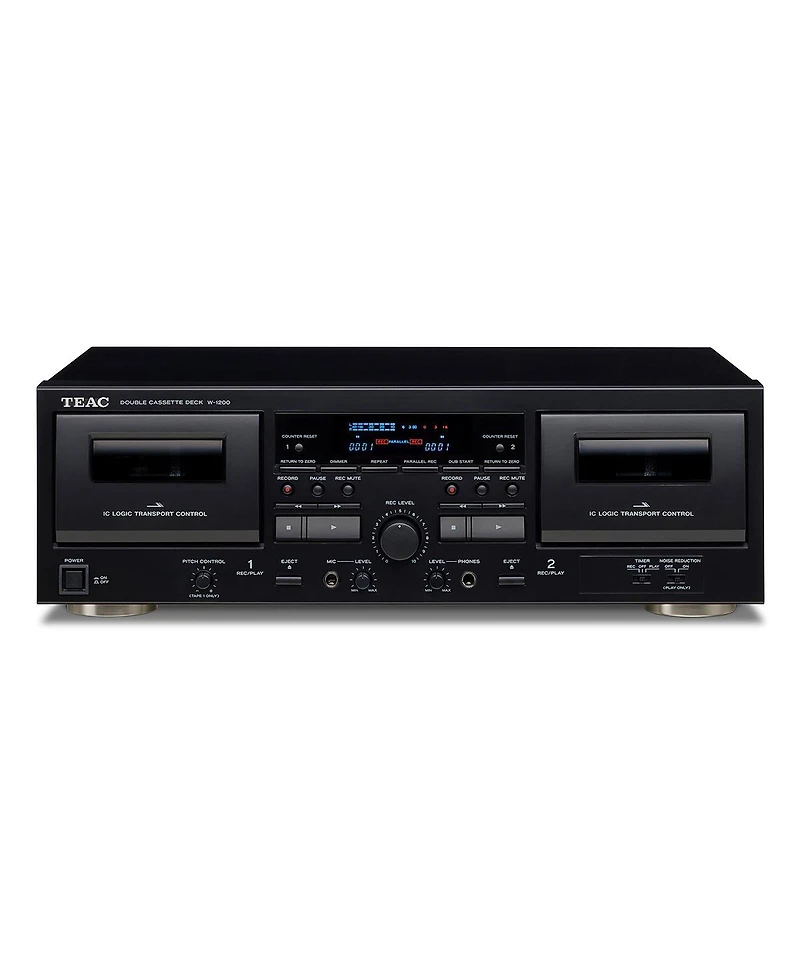 Teac W-1200 Dual Cassette Player & Recorder with Pitch Control, Mic Input, & Usb Out