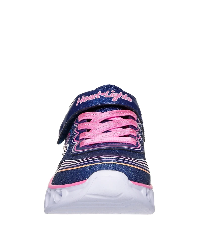 Skechers Little Girls Heart Lights-Retro Hearts Light-Up Fastening Strap Casual Sneakers from Finish Line