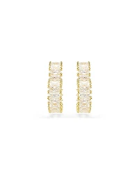Swarovski Baguette Cut, Heart, Small, White, Gold-Tone Plated atrix Hoop Earrings
