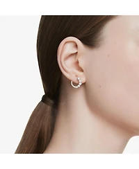 Swarovski Crystal Pearl, Round Cut, White, Matrix Hoop Earrings