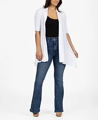 24seven Comfort Apparel Loose Fit Open Front with Half Sleeve Cardigan